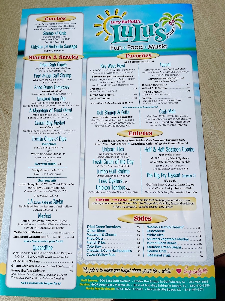 LuLu's Gulf Shores Menu - Image 4