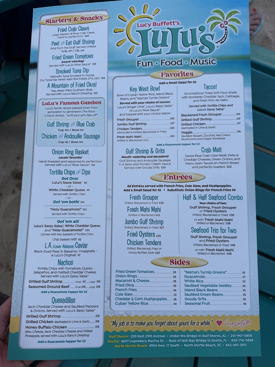 LuLu's Gulf Shores Menu - Image 5